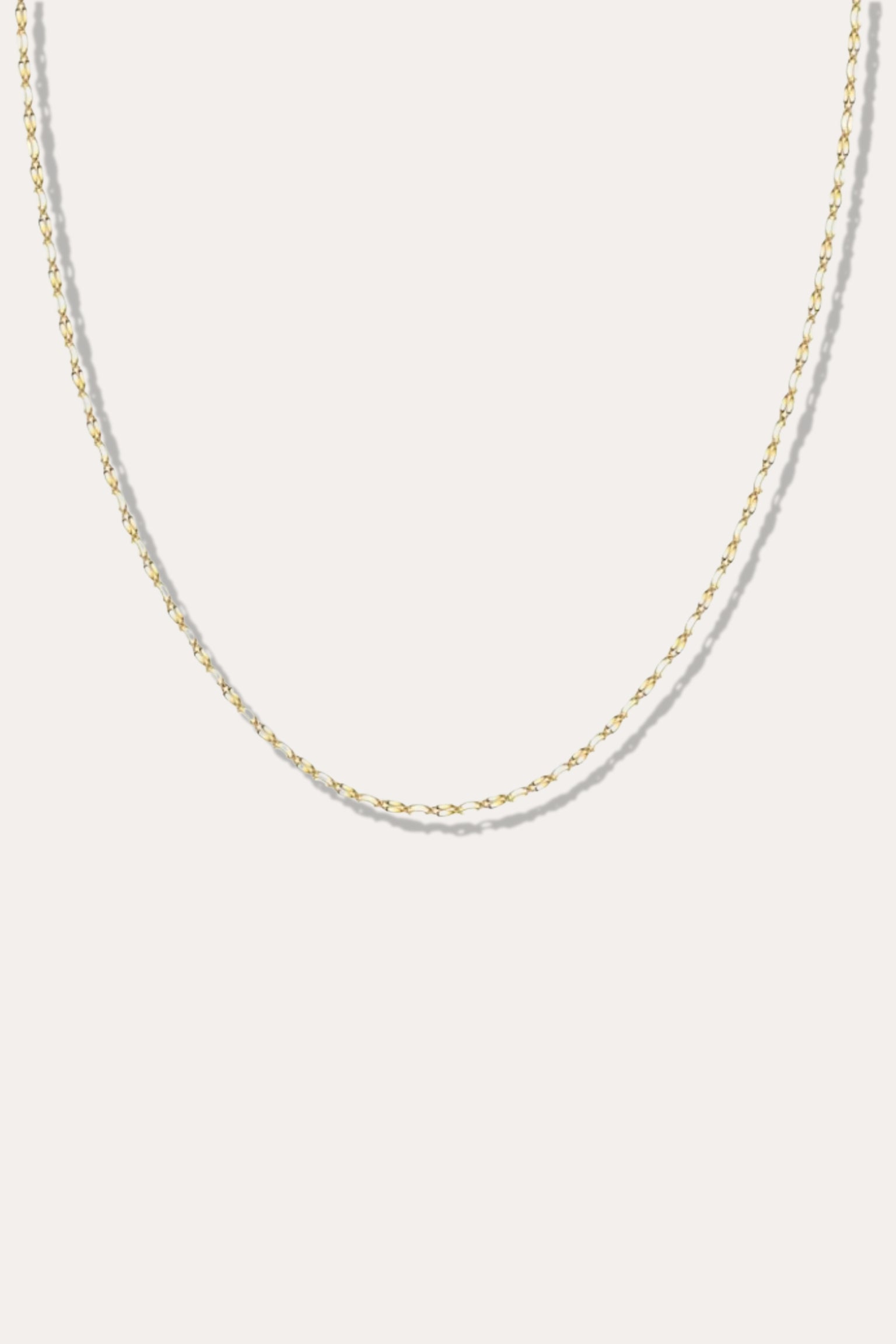 1 mm Stamped Mirror Chain Necklace - 14K Yellow Gold