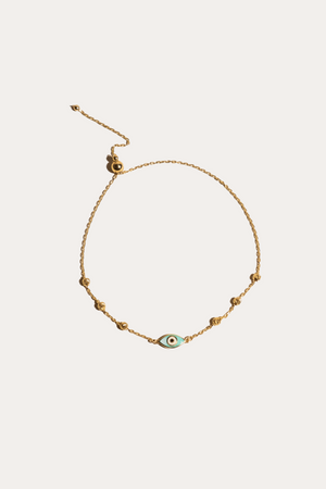 14K Gold Evil Eye Slider Bracelet