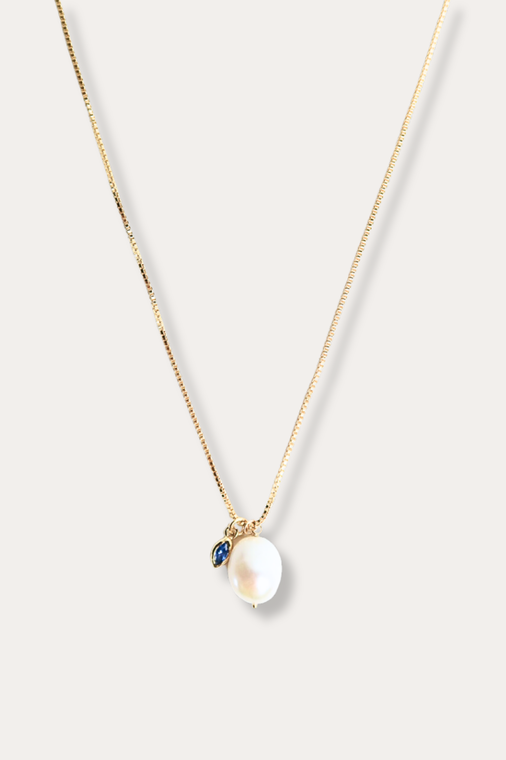 Baroque Pearl + Blue Crystal Necklace