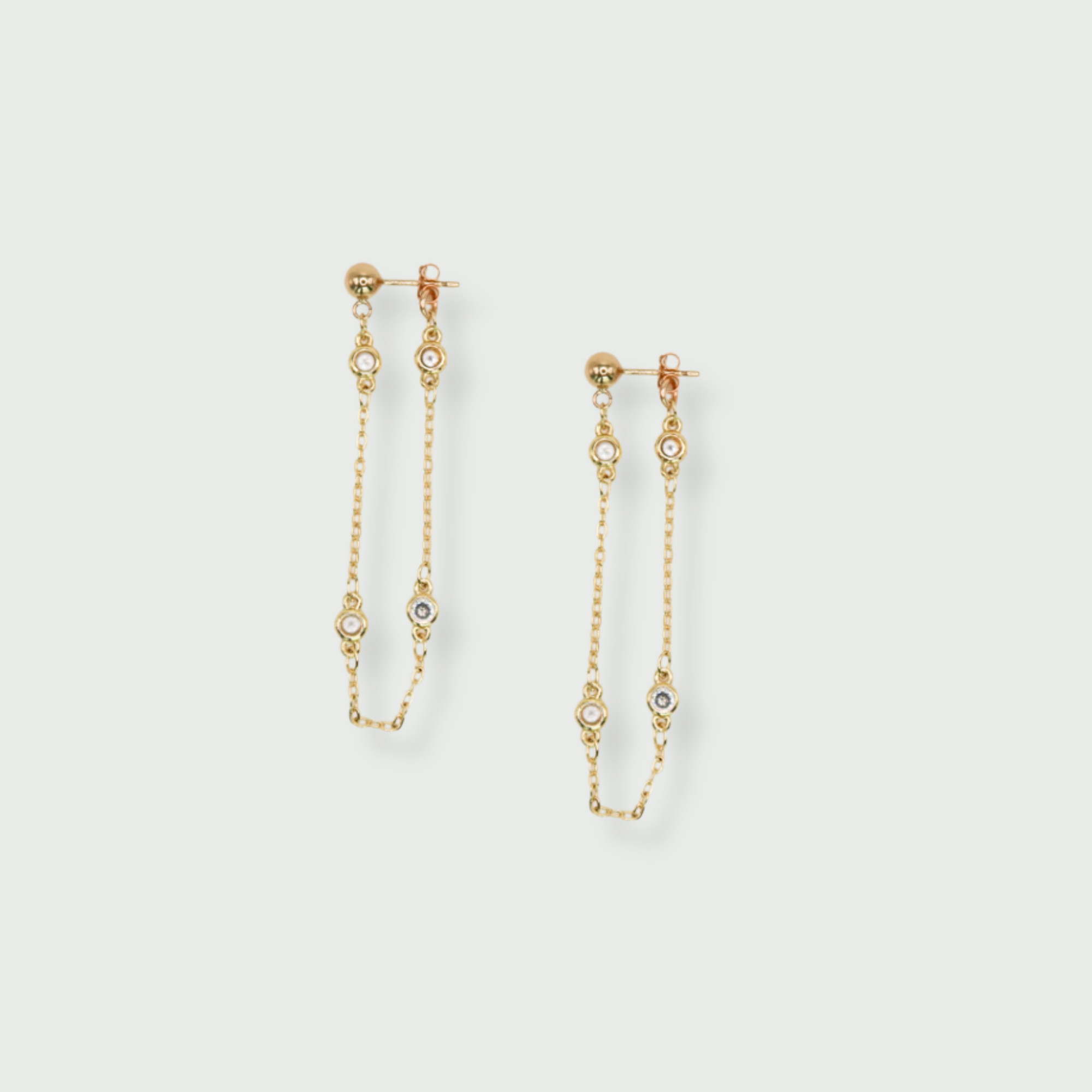 Bezel Chain Earrings