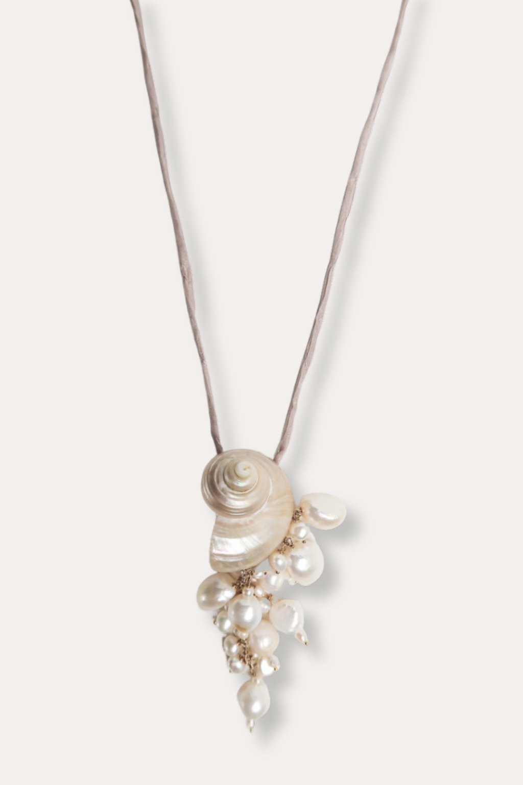 Conch Shell + Freshwater Pearl Pendant Necklace