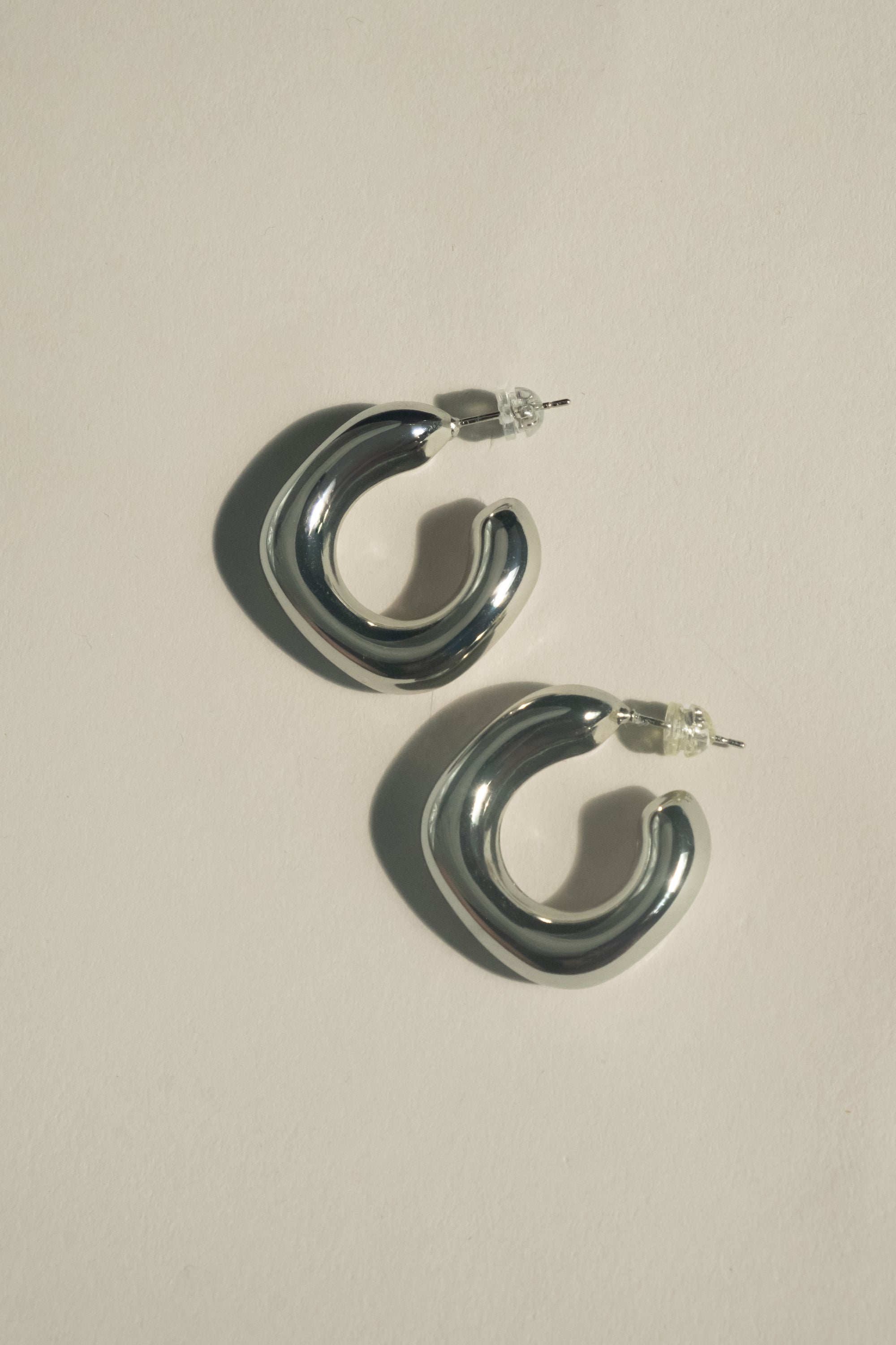 Silver Molten Hoop Earrings