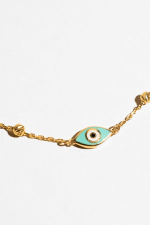 14K Gold Evil Eye Slider Bracelet
