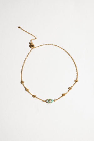 14K Gold Evil Eye Slider Bracelet