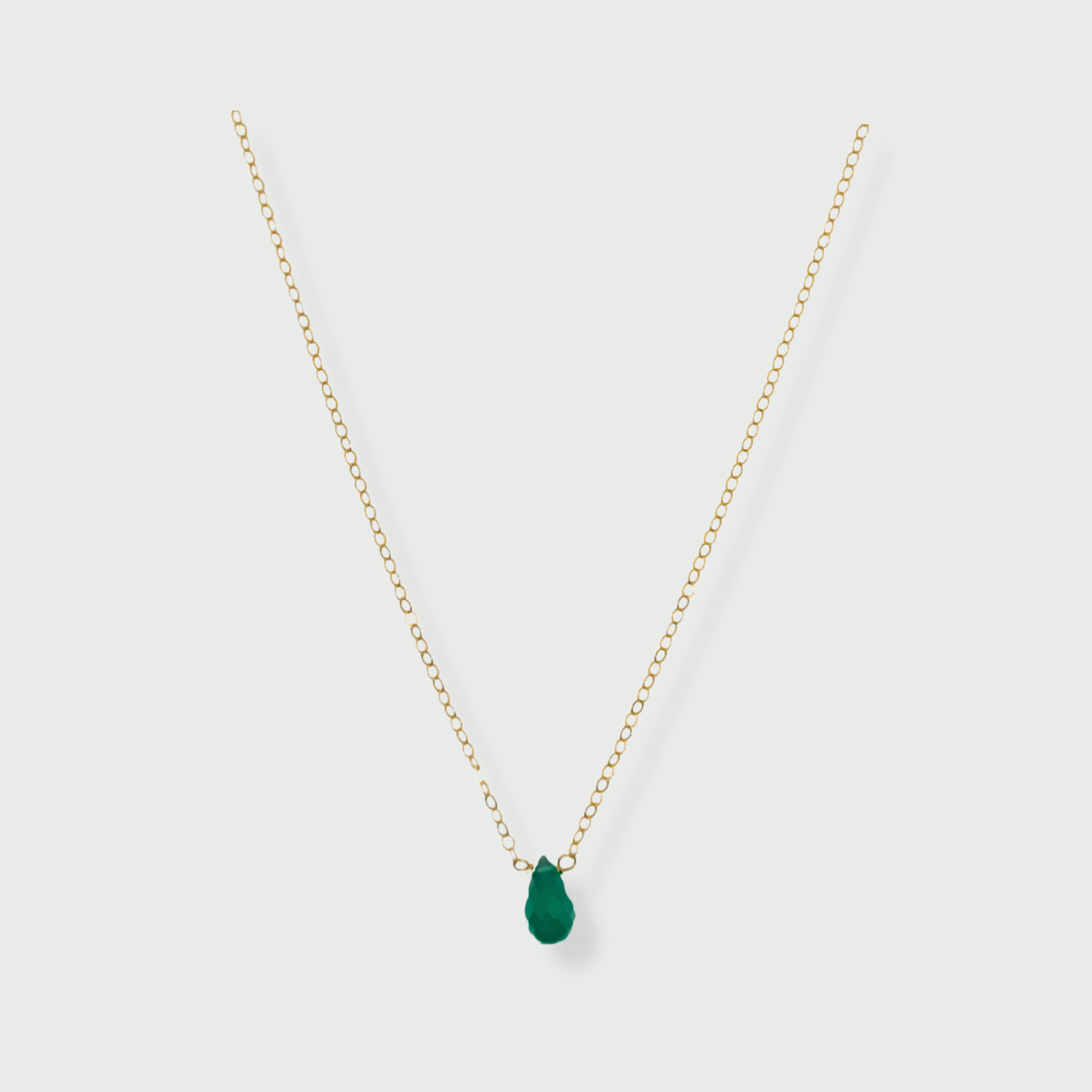 Petite Green Onyx Drop Necklace