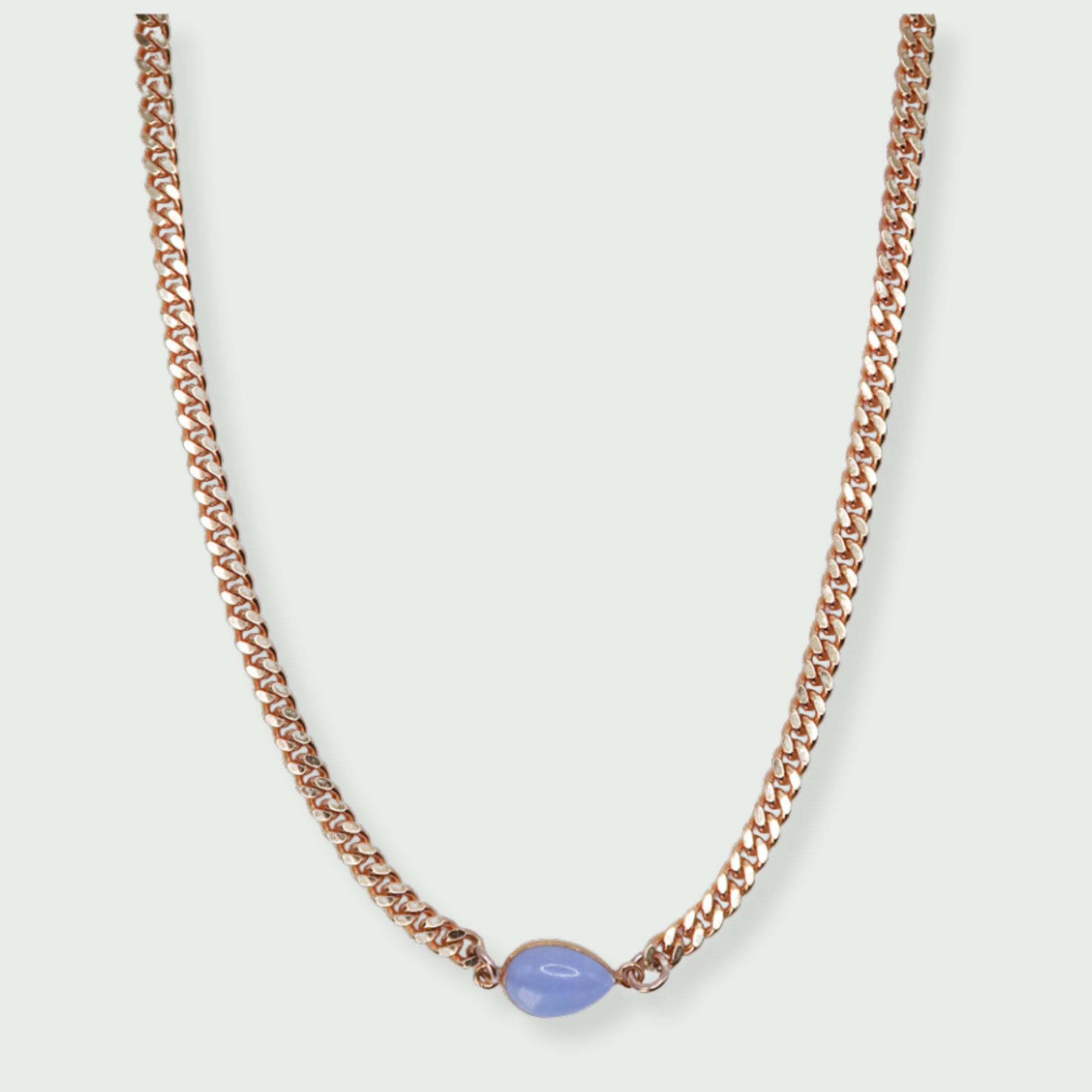4mm Cuban Curb Chain Necklace with Blue Lace Agate