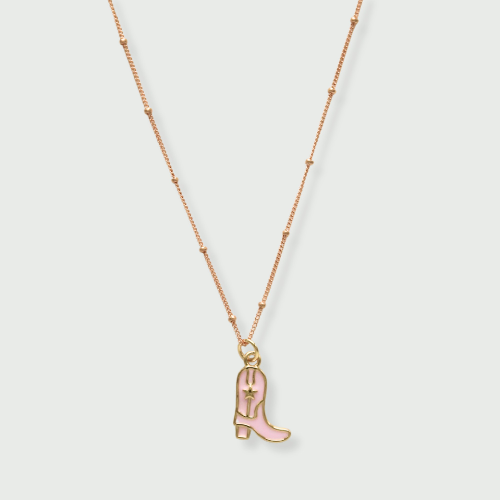 Pink Cowboy Boot Charm Necklace