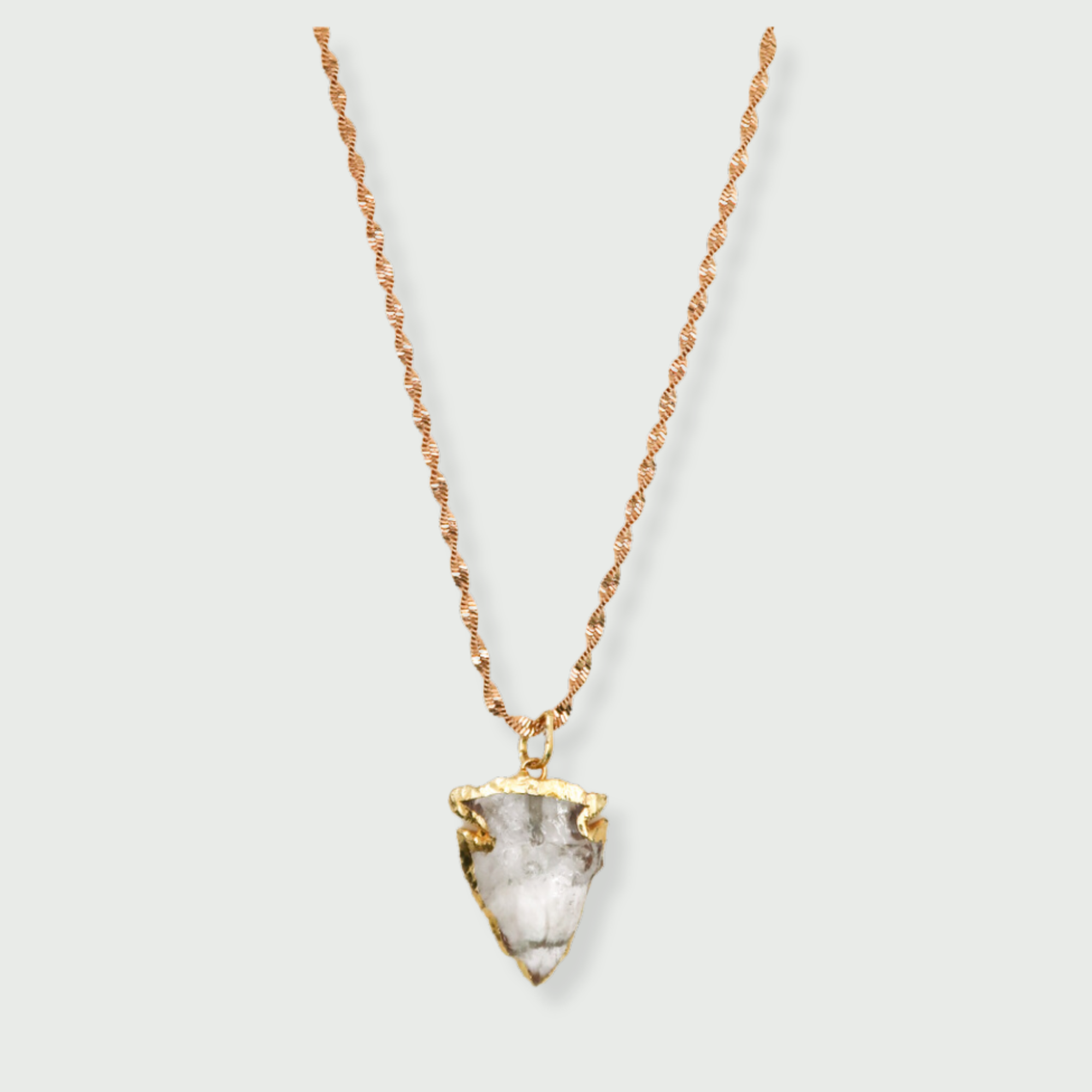 Twisted Rope Chain with Arrowhead Quartz Pendant