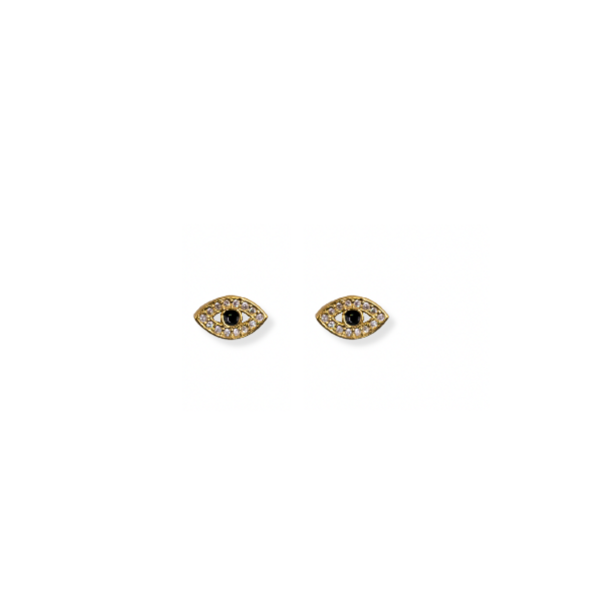 Pave Gold Evil Eye Stud Earrings