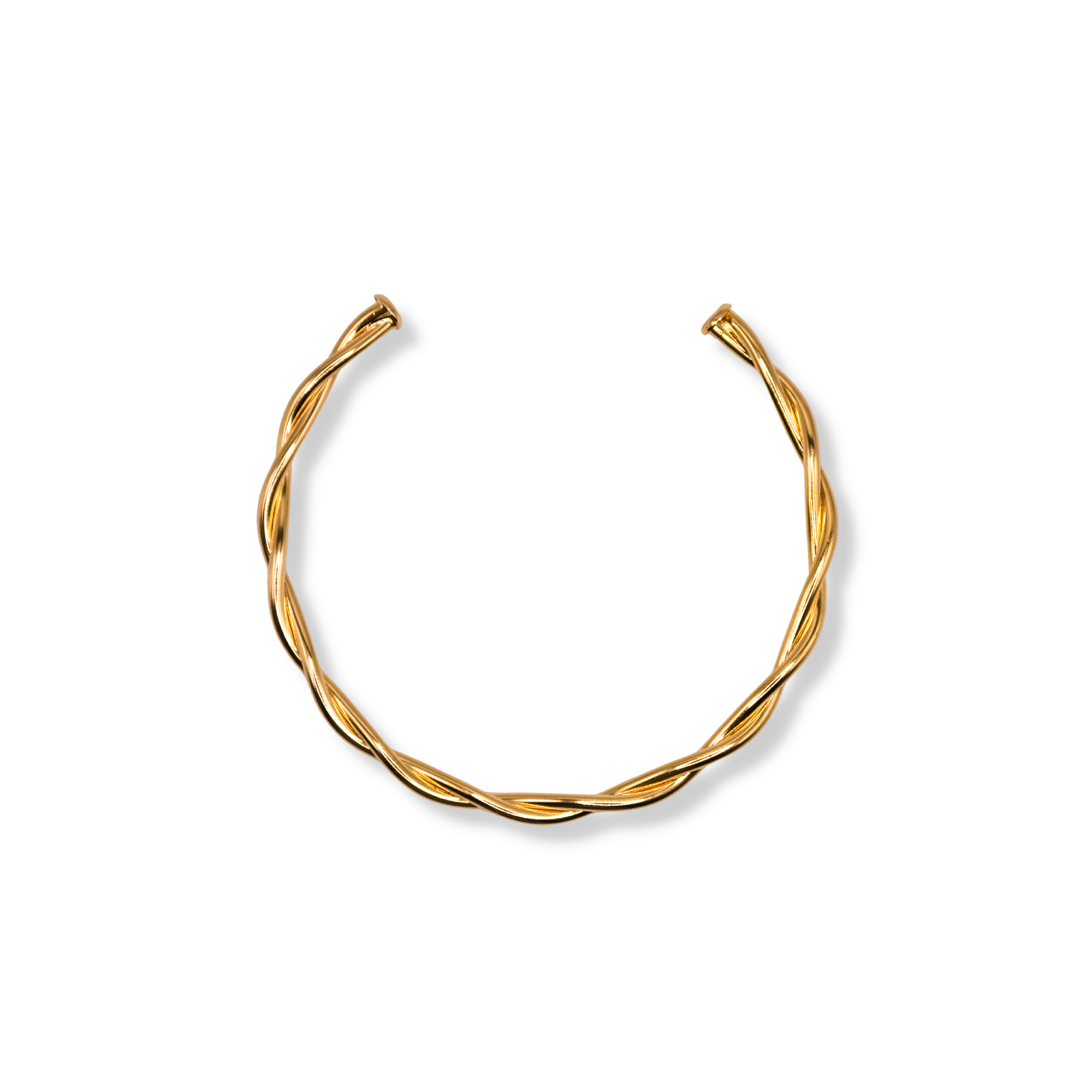 Gold Tight Twisted Open Bangle